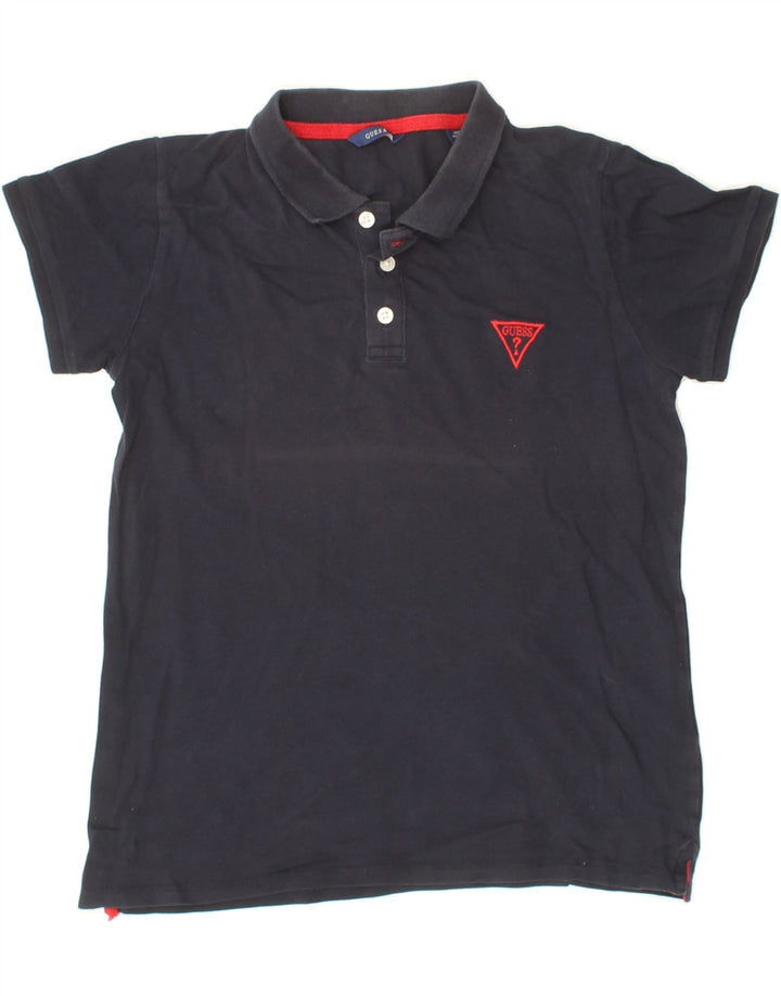 GUESS Boys Polo Shirt 13-14 Years Navy Blue Vintage Guess and Second-Hand Guess from Messina Hembry 