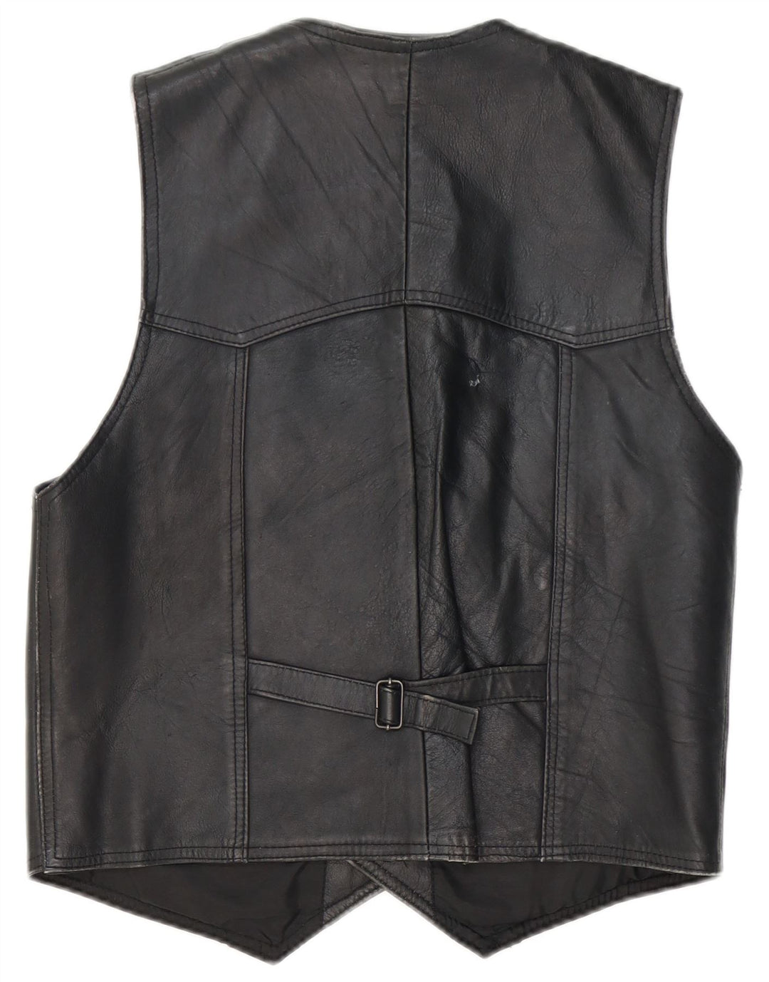 Gilet in pelle da uomo vintage medio nero