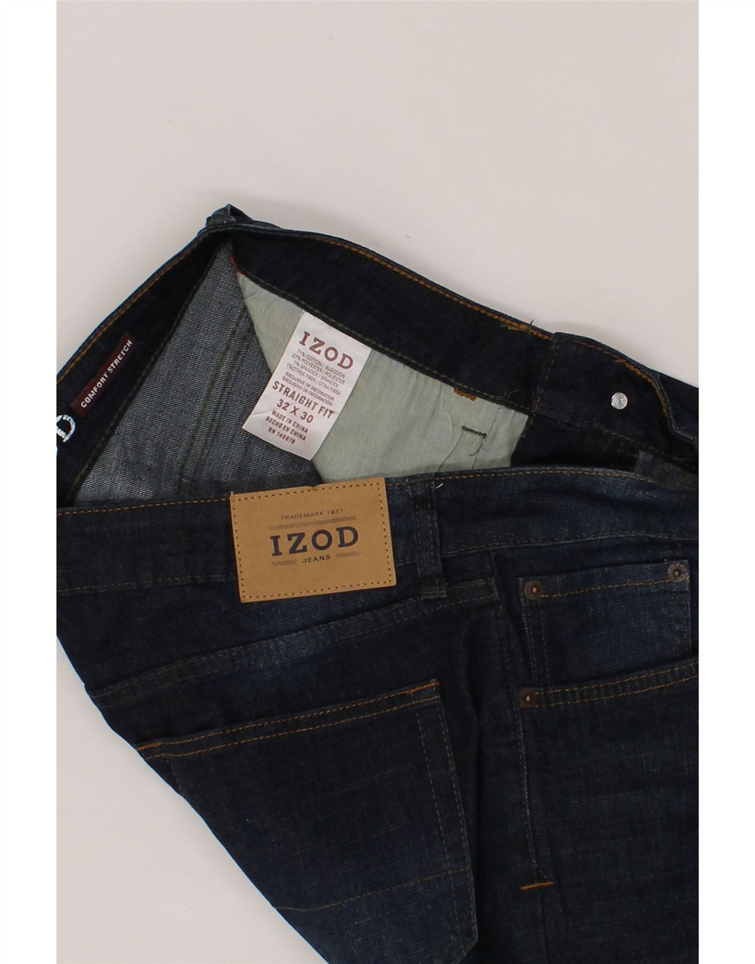 IZOD Mens Comfort Fit Denim Shorts W32 Medium Navy Blue Cotton Vintage Izod and Second-Hand Izod from Messina Hembry 