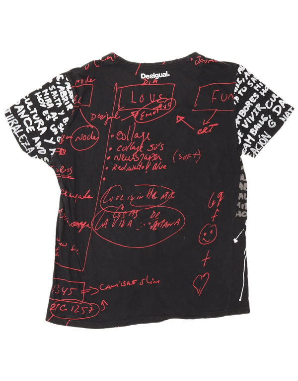 T-shirt grafica da donna DESIGUAL Top UK 18 XL cotone nero