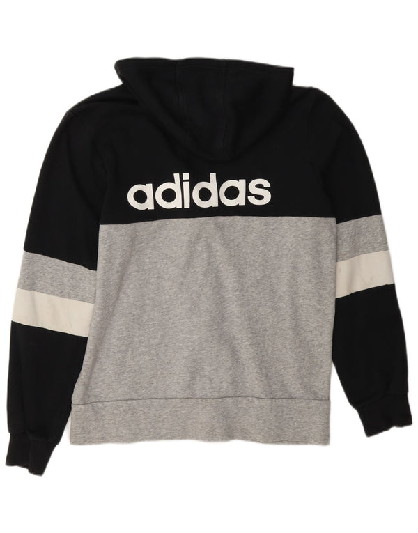 Felpa con cappuccio e zip grafica Adidas da ragazzo 15-16 anni in cotone color block nero