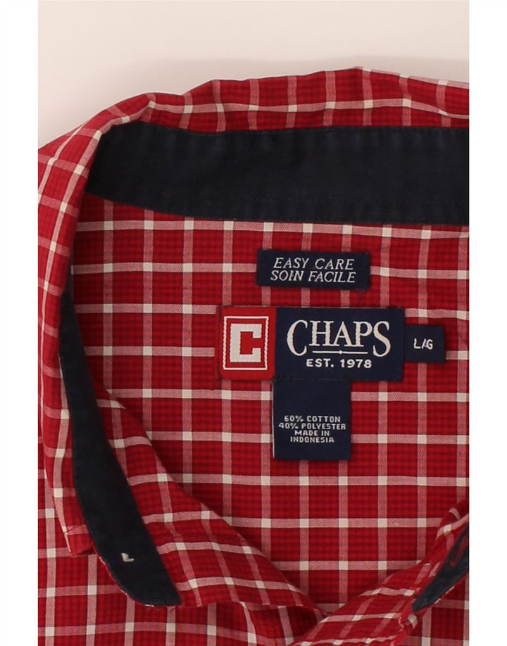 CHAPS Mens Easy Care Shirt Large Red Check Cotton Vintage Chaps and Second-Hand Chaps from Messina Hembry 