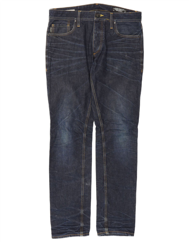 Jack & Jones Uomo Tim Slim Jeans W32 L32 Cotone Blu Navy