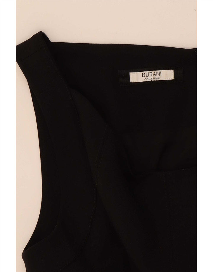 Abito a trapezio senza maniche vintage da donna UK 12 medio nero