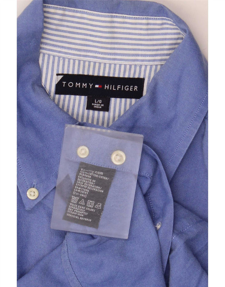 Camicia da uomo Tommy Hilfiger grande in cotone blu