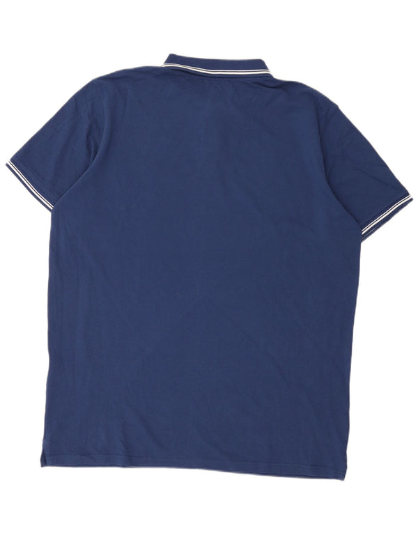 Carrera Mens Polo Shirt 2XL Navy Blue Striped Cotton