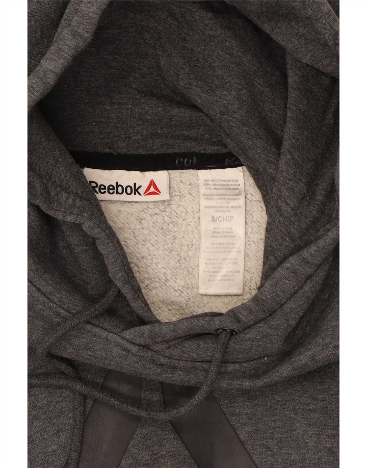 Maglione con cappuccio grafico da uomo Reebok piccolo in cotone chiazzato grigio