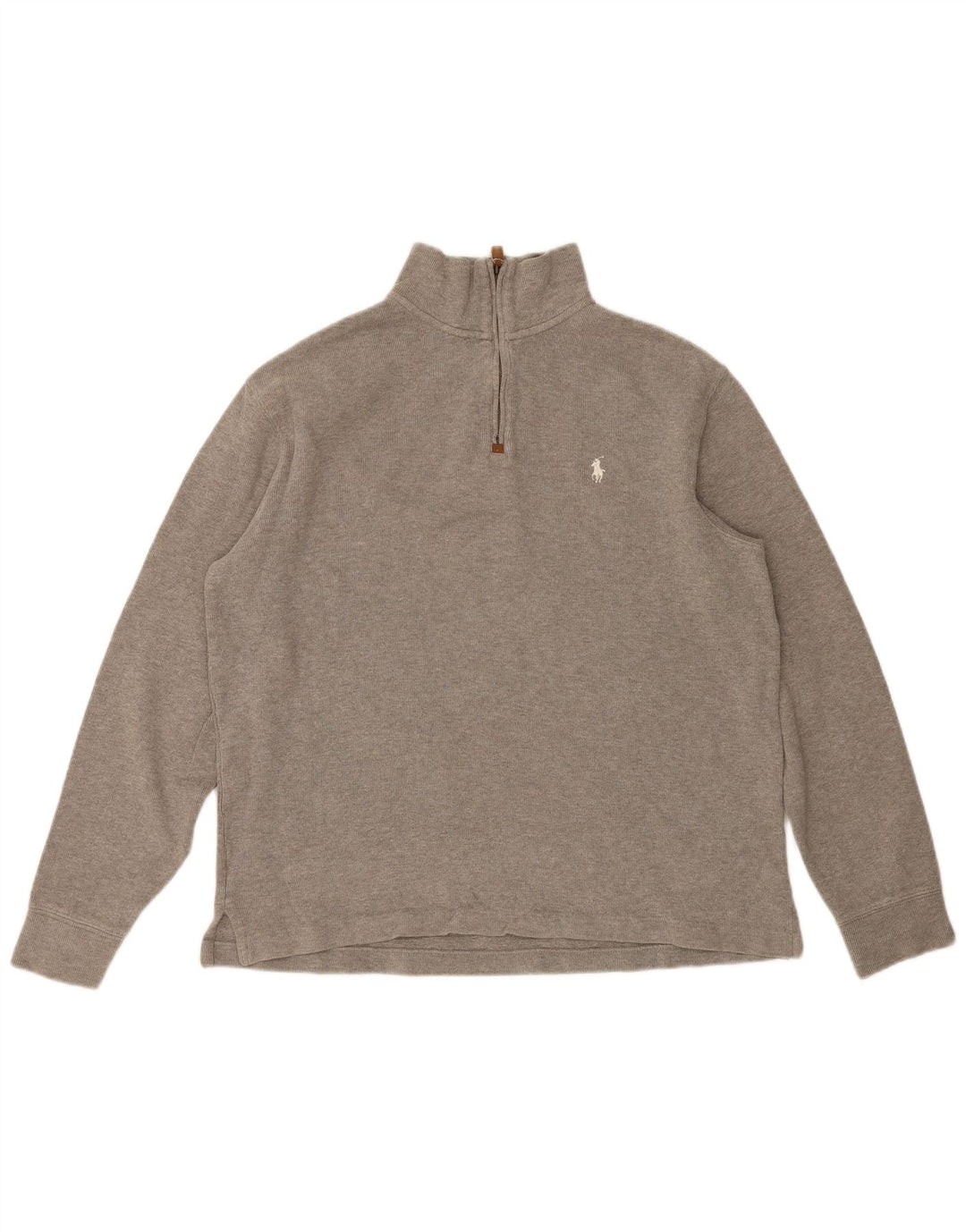 Polo Ralph Lauren Top da uomo con zip e collo a maniche lunghe in cotone grigio medio