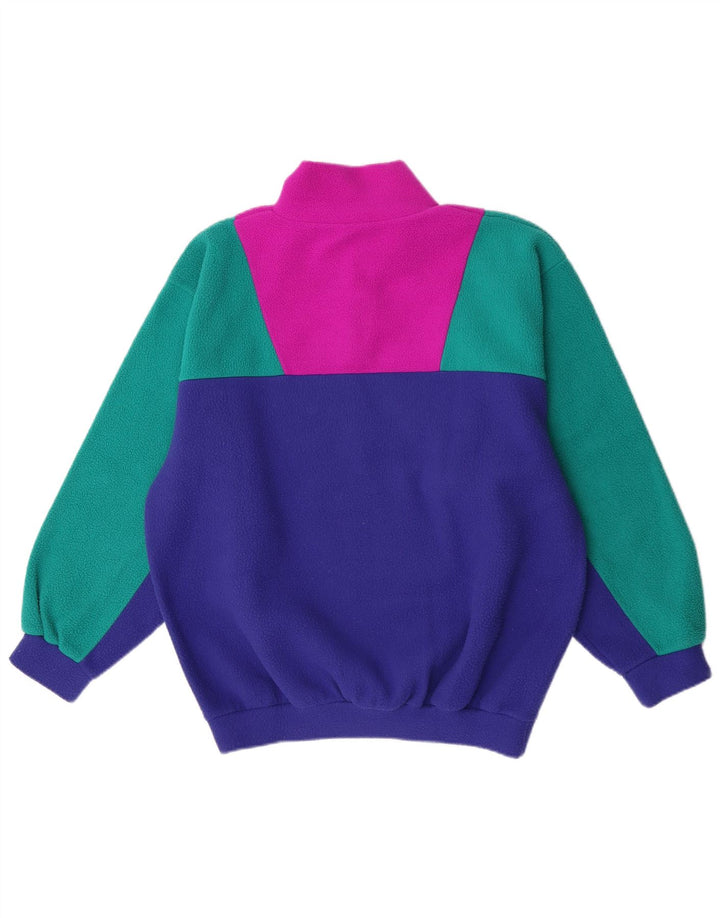 Maglione in pile grafico vintage da uomo grande blocco di colori multicolore