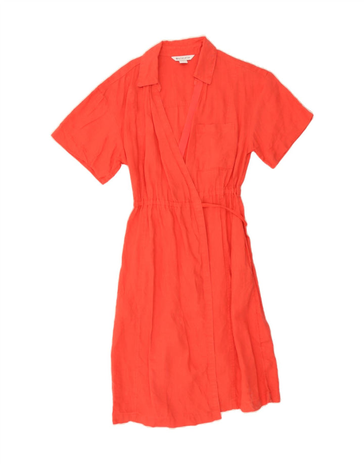 ATHLETA Womens Wrap Dress US 4 Medium Red Linen Vintage Athleta and Second-Hand Athleta from Messina Hembry 
