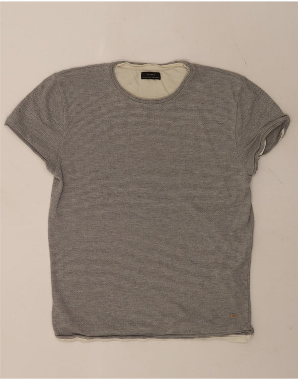 T-shirt Zara da uomo Top XL grigia a blocchi di colore