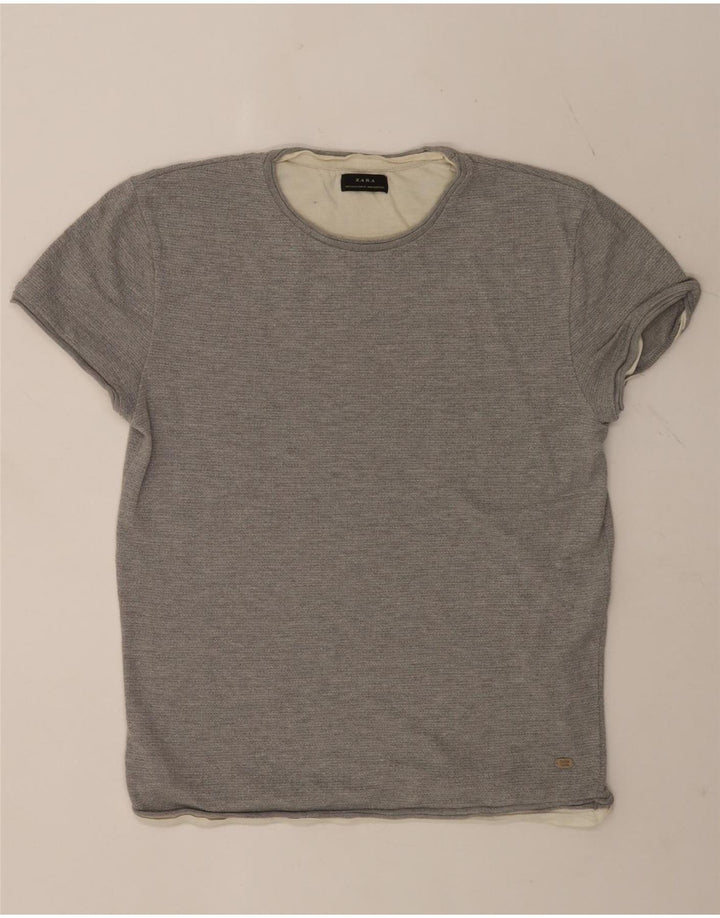 T-shirt Zara da uomo Top XL grigia a blocchi di colore