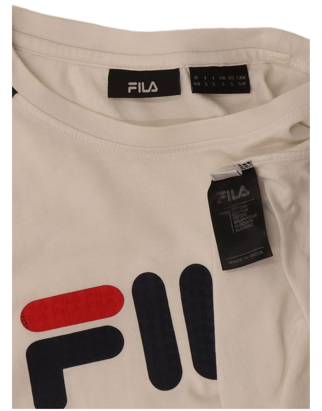 T-shirt grafica da uomo Fila Top Small in cotone bianco