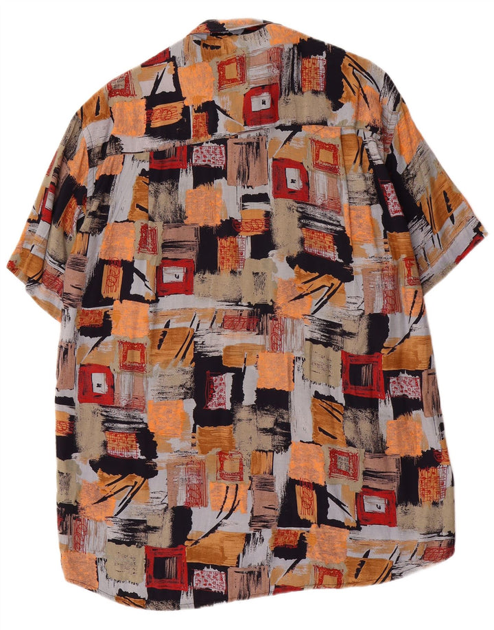 Camicia vintage da uomo a maniche corte in viscosa patchwork multicolore medio