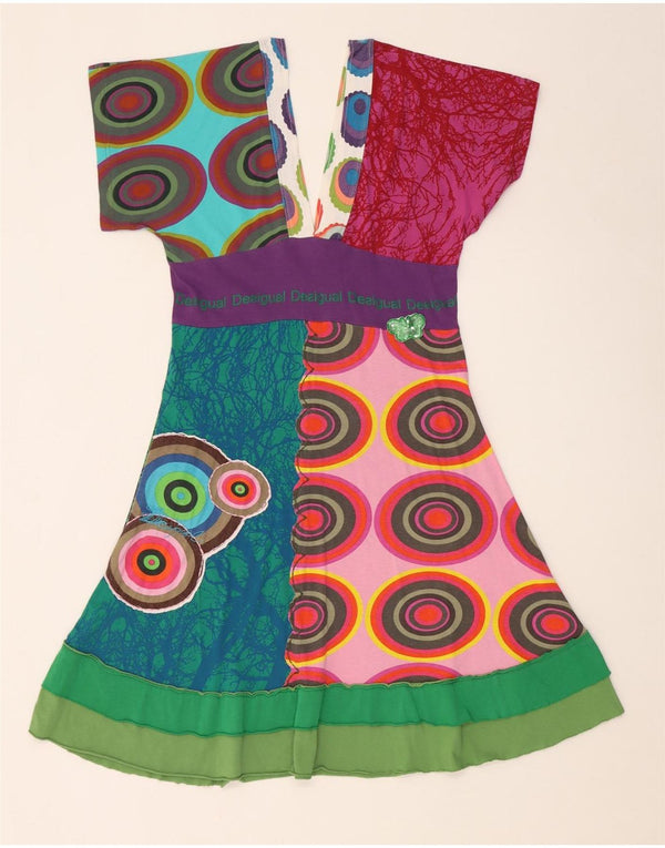 Desigual Abito da donna a linea A UK 18 XL Cotone geometrico multicolore