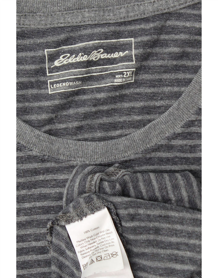 T-shirt da uomo EDDIE BAUER Top 2XL cotone a righe grigie