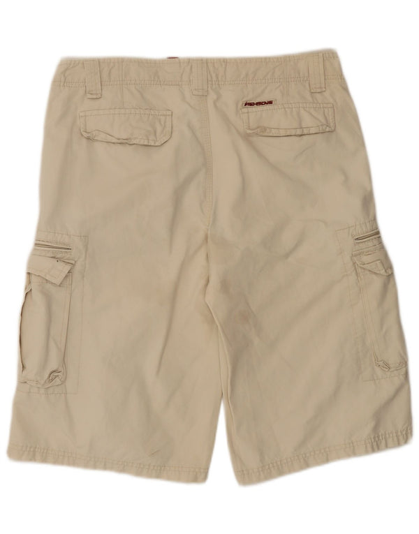 FISHBONE Mens Graphic Cargo Shorts Large  Beige Cotton