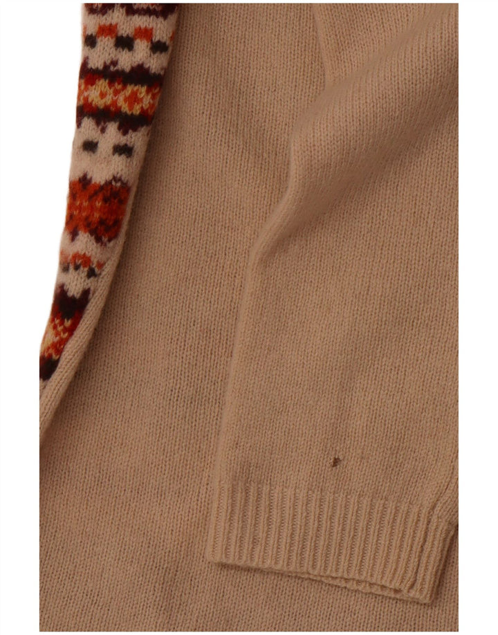 TOMMY HILFIGER Maglione da donna con scollo a barca UK 10 Small Beige Fair Isle