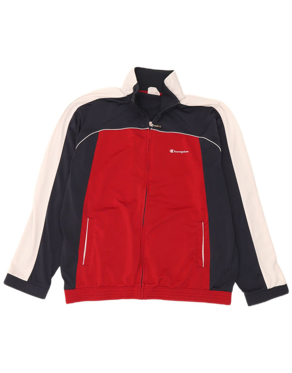 Champion Mens Tracksuit Top Jacket XL Red Colourblock Polyester Sports