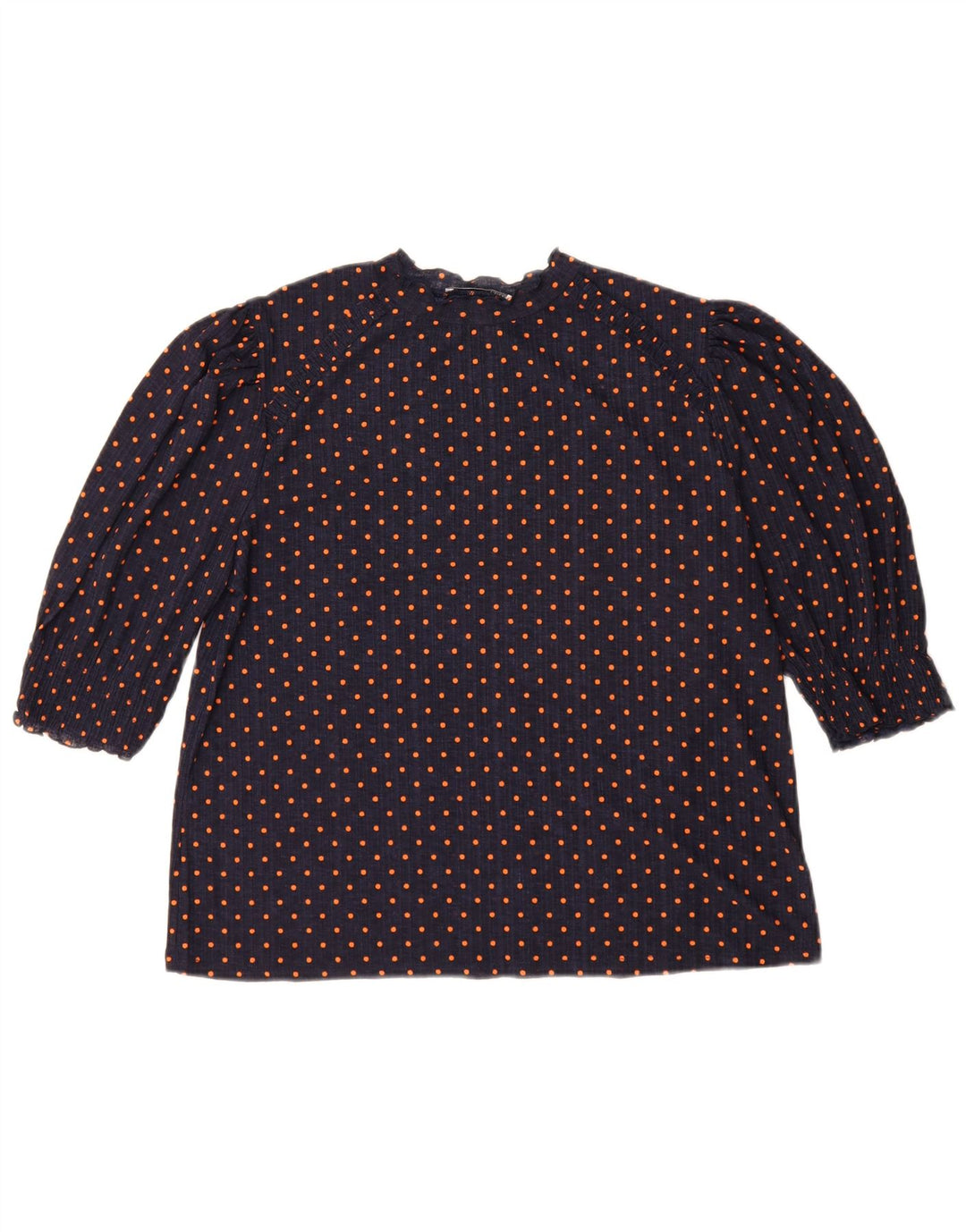Top in camicetta da donna Zara UK 14 a pois blu navy medio