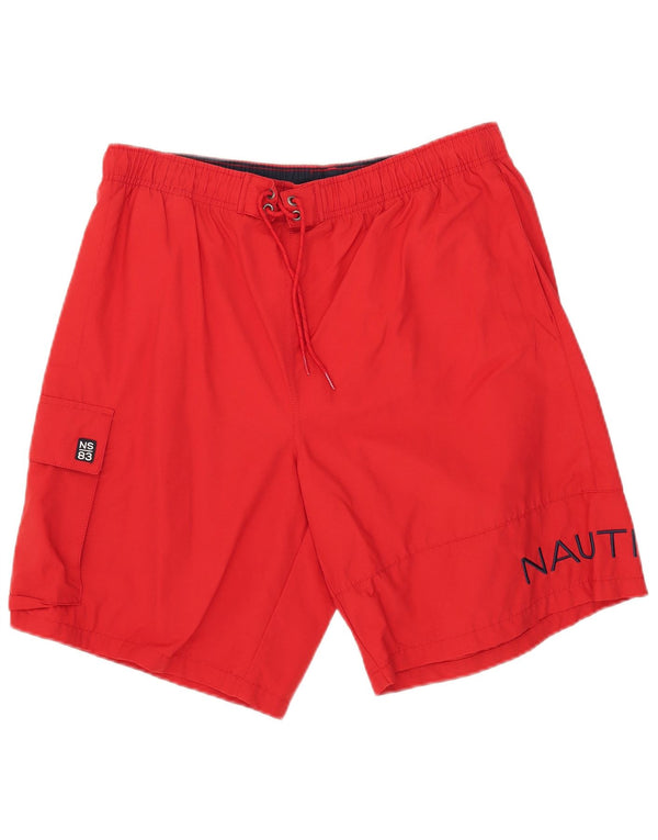Pantaloncini da bagno grafici da uomo Nautica grandi in cotone rosso