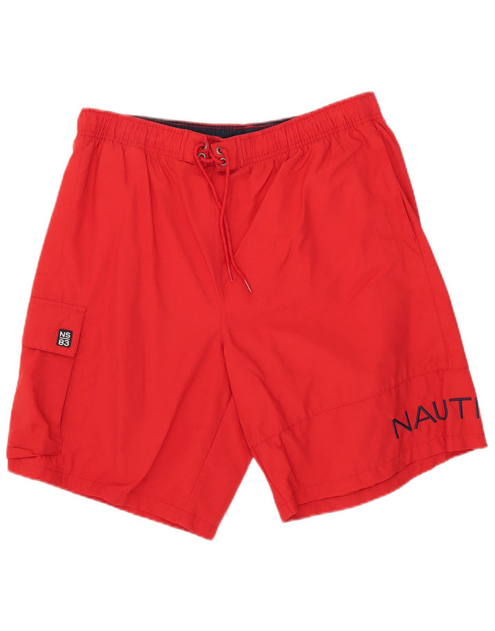 Pantaloncini da bagno grafici da uomo Nautica grandi in cotone rosso