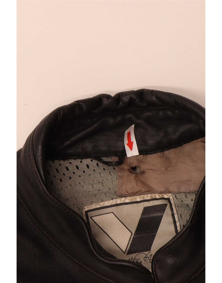 Giacca da pilota in pelle grafica da uomo Vanucci IT 58 3XL Nera