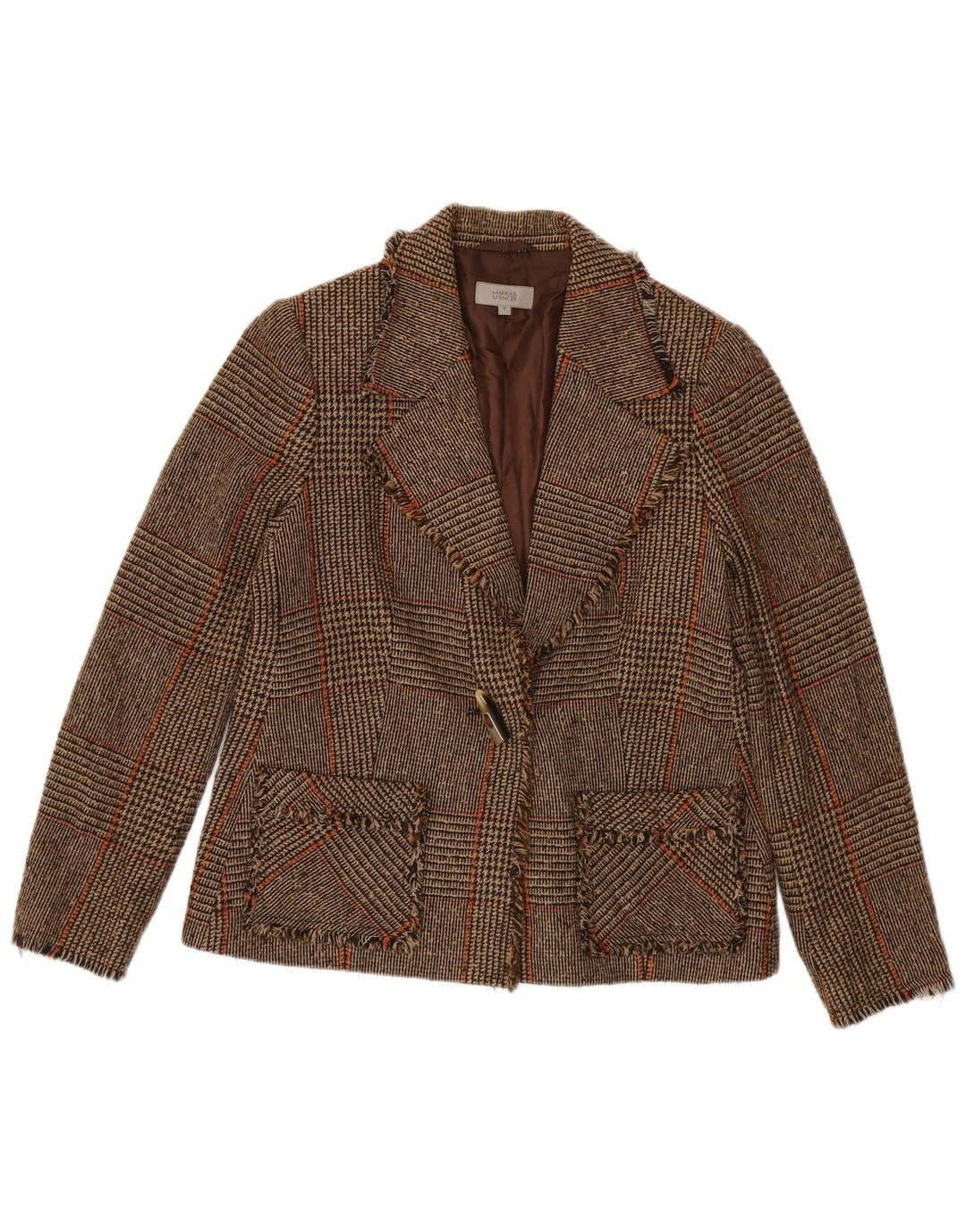 Giacca blazer da donna MARKS & SPENCER UK 14 pied de poule marrone medio