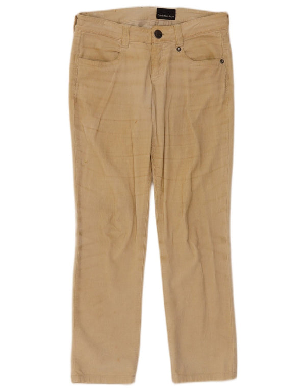 Pantaloni dritti in velluto a coste da donna Calvin Klein W29 L28 in cotone beige