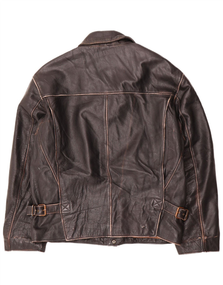Giacca in pelle vintage da uomo IT 50 grande nera