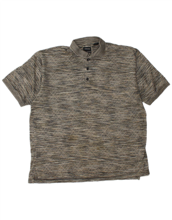 Polo da uomo IZOD grande in cotone geometrico grigio