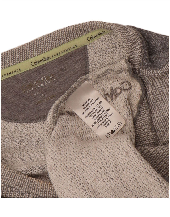 CALVIN KLEIN Top performante da donna a maniche lunghe UK 18 XL Grigio Colourblock