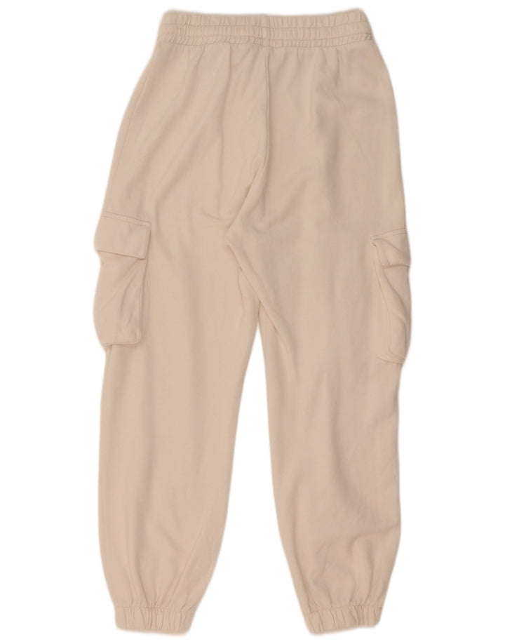 Pantaloni da tuta cargo Zara da donna, pantaloni da jogging UK 12, cotone bianco medio