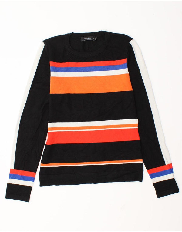 Maglione maglione girocollo da donna Karen Millen UK 12 medio a righe nere