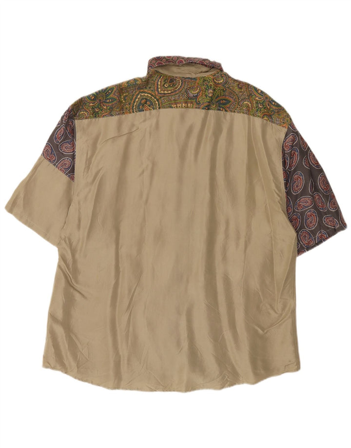 Camicia a maniche corte da uomo Sisley in seta cachemire beige medio