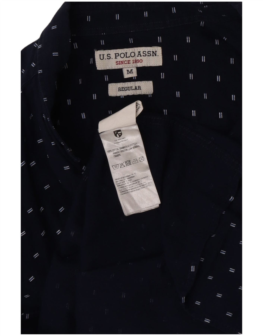 Polo Assn. Camicia da uomo vestibilità regolare in cotone maculato blu navy medio