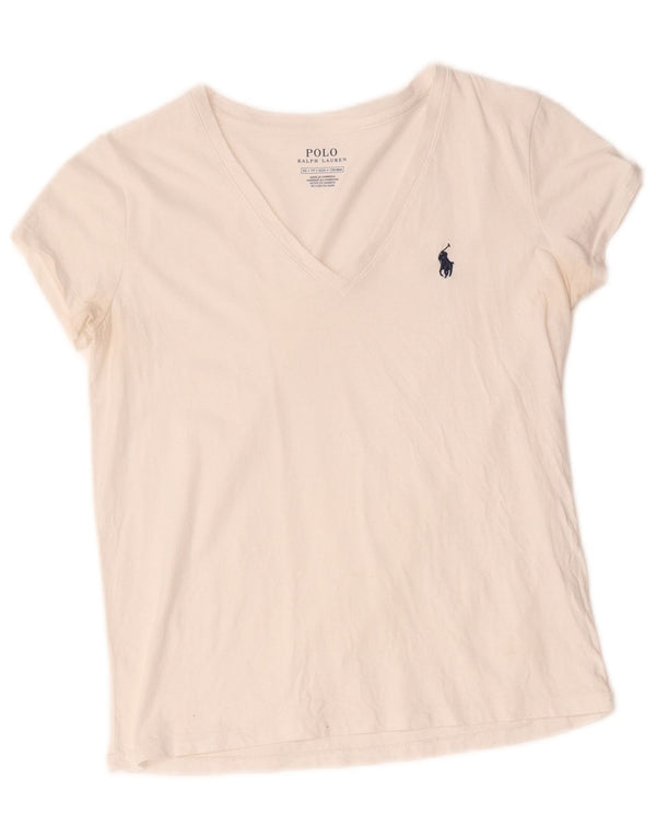 T-shirt da donna Polo Ralph Lauren Top UK 6 XS cotone bianco