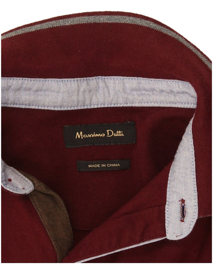 Polo da uomo a maniche lunghe Massimo Dutti piccola bordeaux