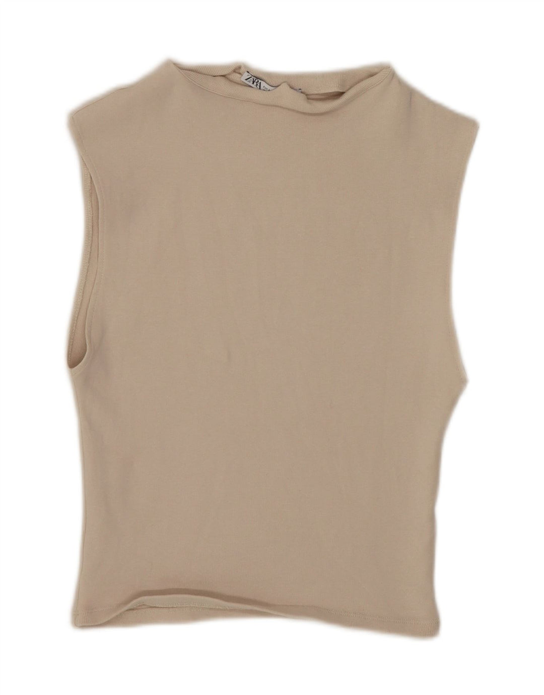 Canotta corta da donna Zara UK 14 grande beige
