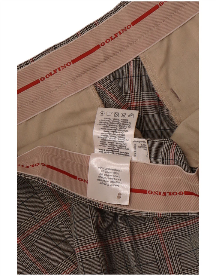 Pantaloni da abito dritti da uomo Golfino W34 L31 Poliestere a quadri grigi