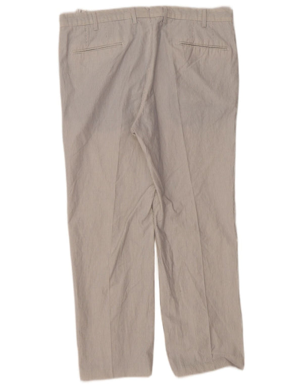 MASSIMO DUTTI Pantaloni da abito dritti da uomo EU 46 XL W36 L27 a righe bianche