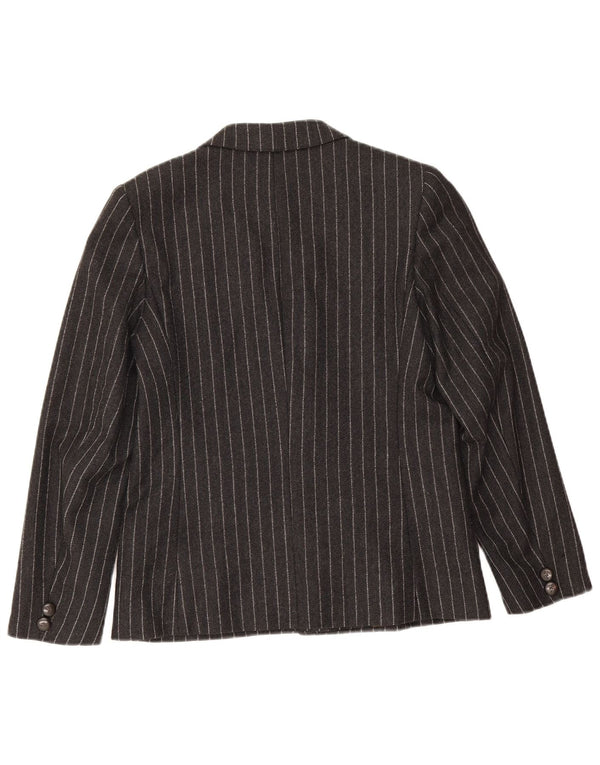 Giacca blazer vintage da donna a 2 bottoni IT 42 lana gessata media nera