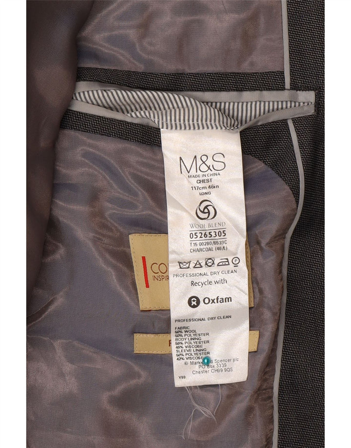 Giacca blazer a 2 bottoni da uomo Marks & Spencer UK 46 XL lana grigia