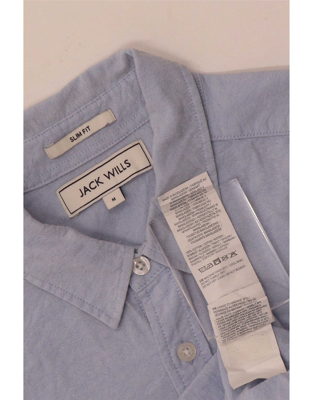 Camicia slim fit a maniche corte da uomo Jack Wills in cotone blu medio