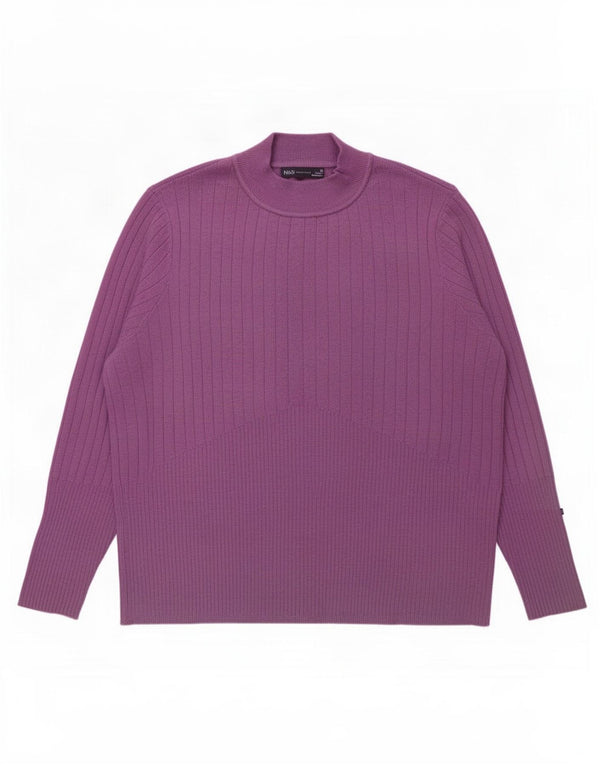 Maglione maglione a collo alto da donna Marks & Spencer UK 22 3XL Viscosa viola