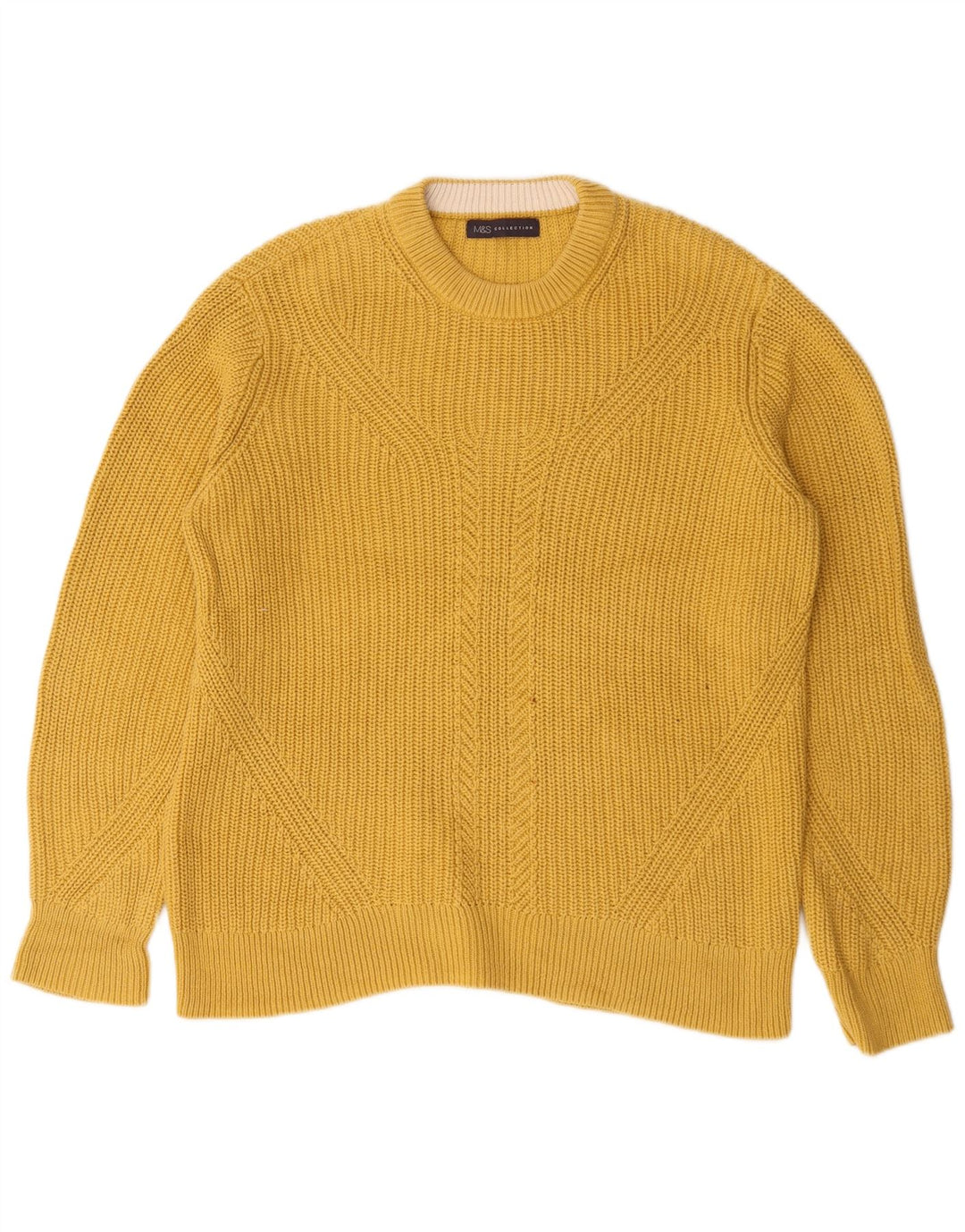 Maglione maglione girocollo da uomo Marks & Spencer grande cotone giallo