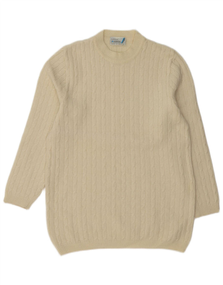 Maglione maglione girocollo da donna Rasica EU 38 Lana d'agnello bianco sporco medio