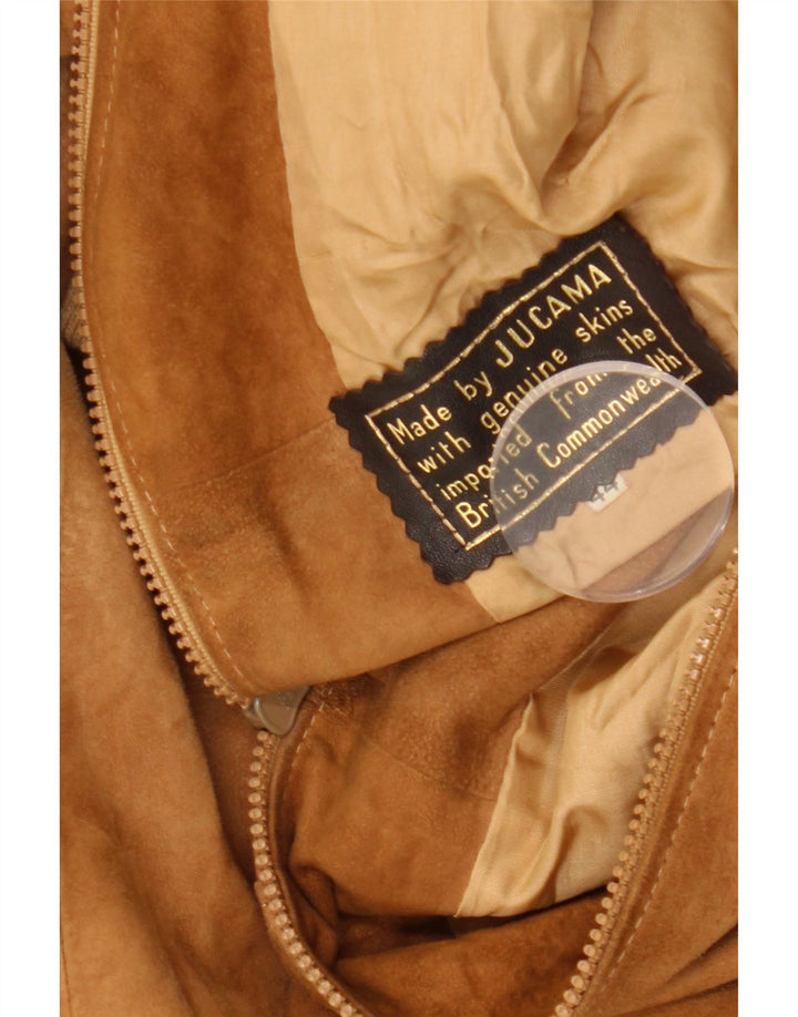 Bomber da donna in pelle scamosciata VINTAGE IT 44 in pelle marrone medio