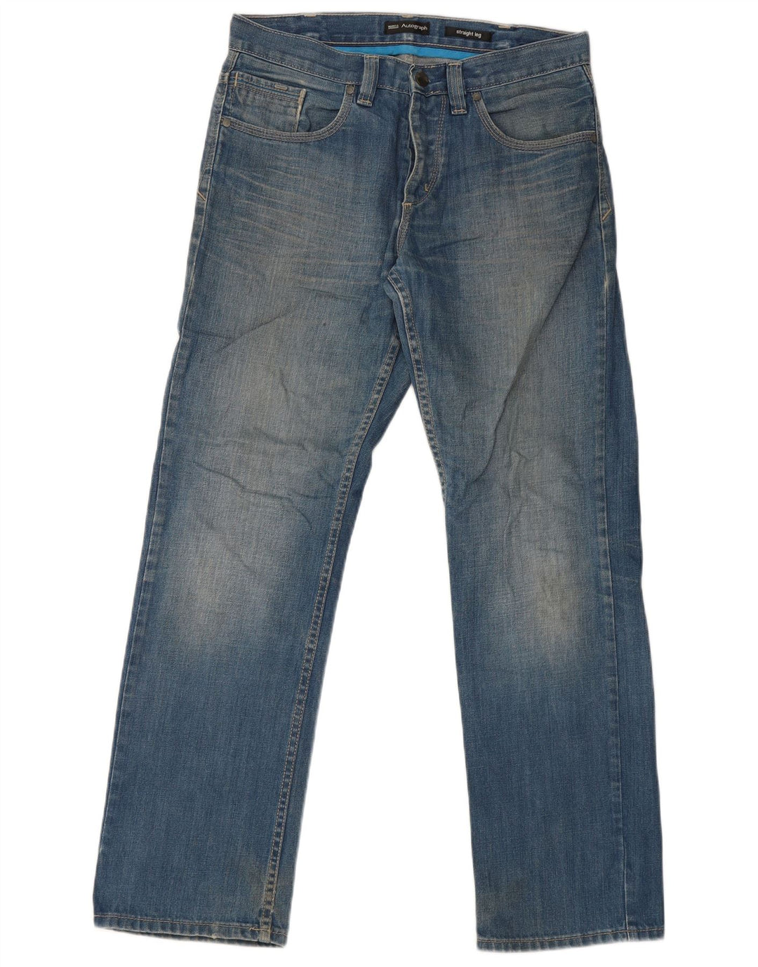 Jeans dritti autografi da uomo Marks & Spencer W32 L31 cotone blu