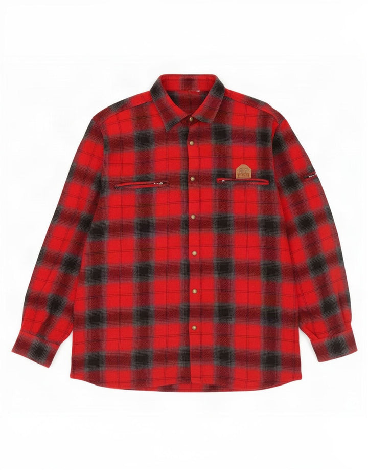Camicia vintage da uomo in flanella a quadri rossi grandi